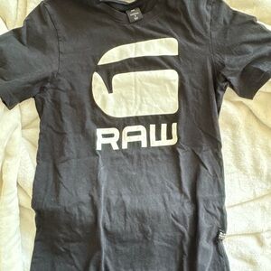G-Star RAW Black Tee with White Logo Muscle Tank